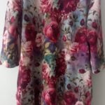 Long-sleeve floral dress with rose print