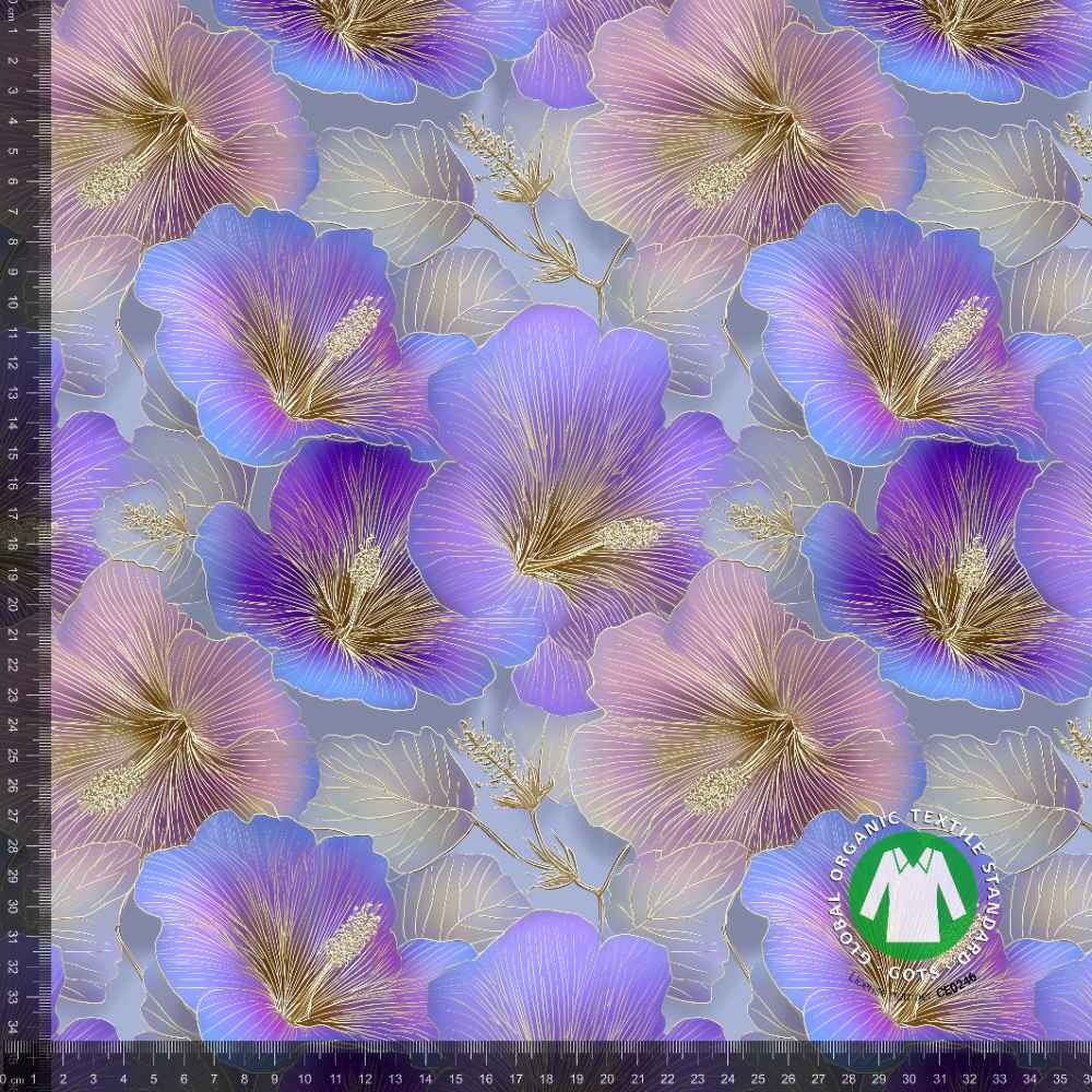 purple gold hibiscus seamless measurement