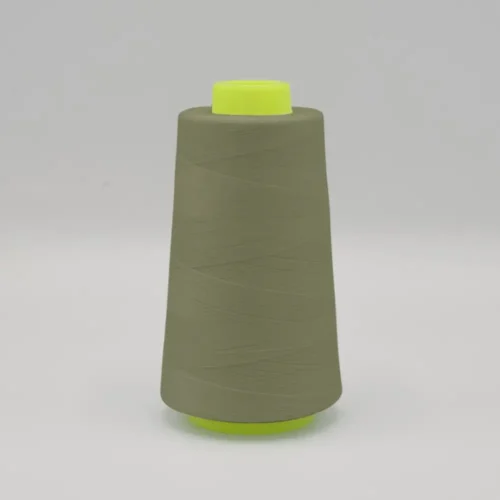 Olive green thread cone with neon yellow core