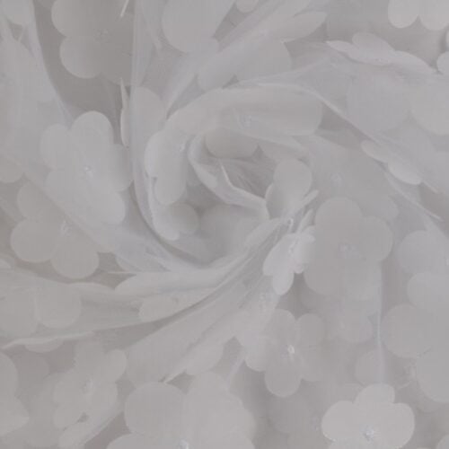 Tüll 3D lilledega: valge