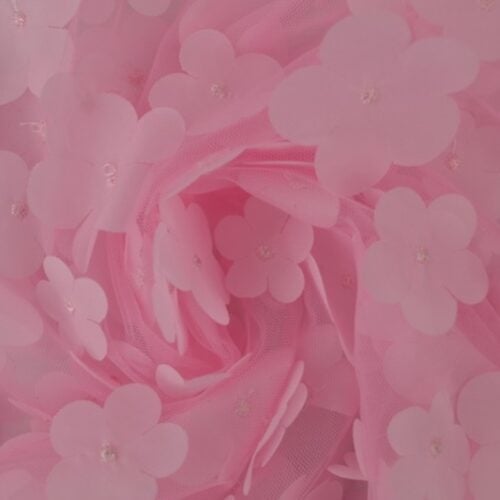 Tüll 3D lilledega: roosa
