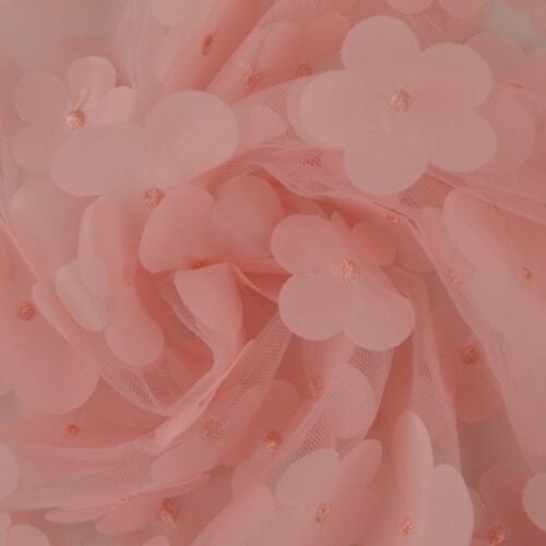 Tüll 3D lilledega: vanaroosa