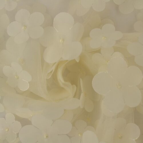 Tüll 3D lilledega: shampanja