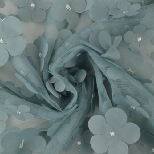 Tüll 3D lilledega: vanaroheline