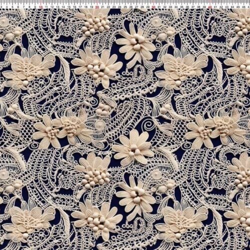 Beež lilleline pitskangas tumesinisel taustal