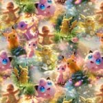 Pokémonid lillelises päikeselises metsas