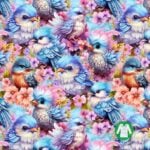 Värvilised linnud ja lilled kangamustril