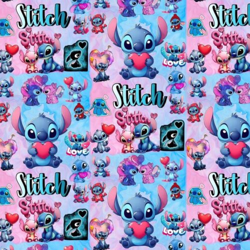 Stitchi muster südamete ja roosade detailidega