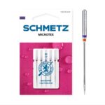Schmetz Microtex õmblusmasina nõelte pakend ja nõel
