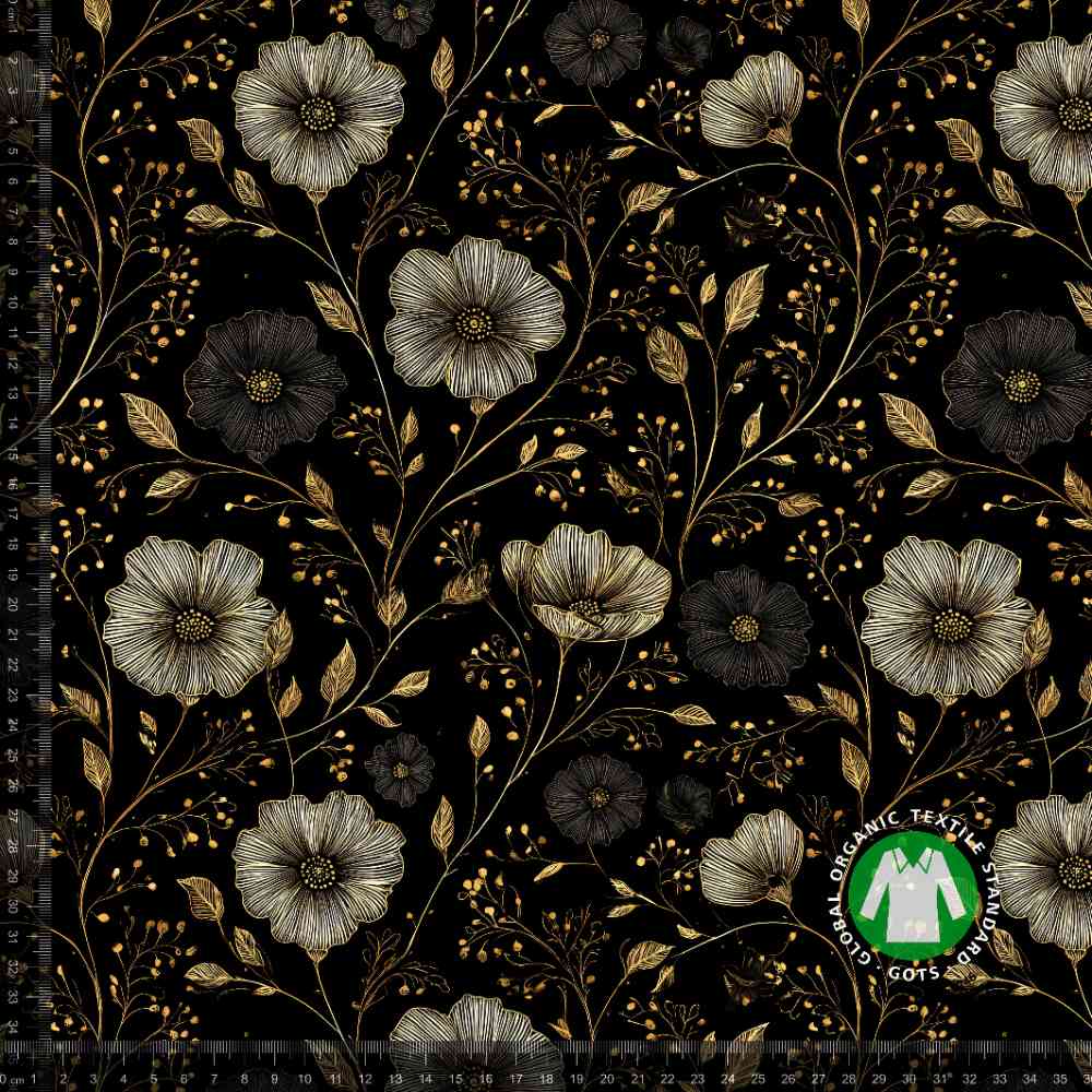 gold flowers black with rulers c