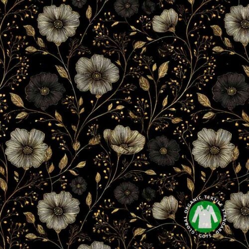 gold flowers black with rulers c