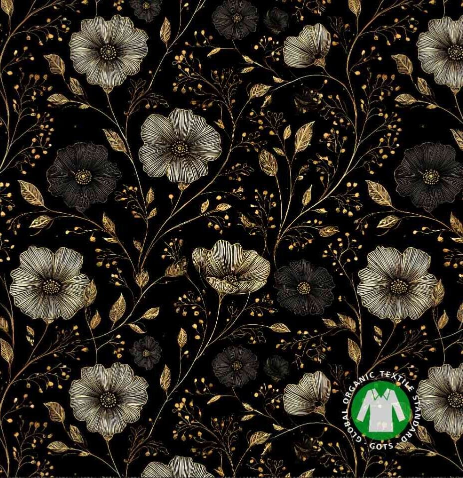 gold flowers black with rulers c